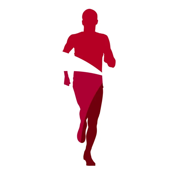 Abstract red male runner geometric silhouette — Stock Vector