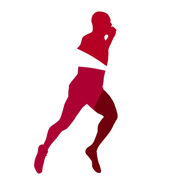 抽象的な赤い男性ランナーの幾何学的なシルエット — ストックベクタ
