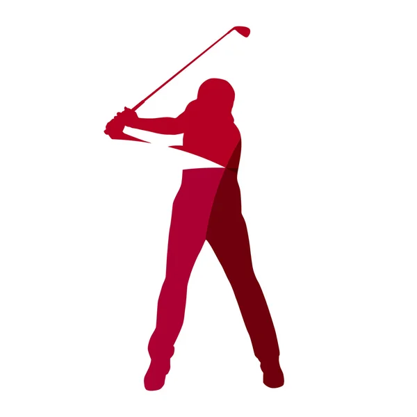 Astratto giocatore di golf rosso silhouette geometrica — Vettoriale Stock