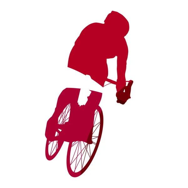 Silhouette géométrique cycliste rouge abstraite — Image vectorielle