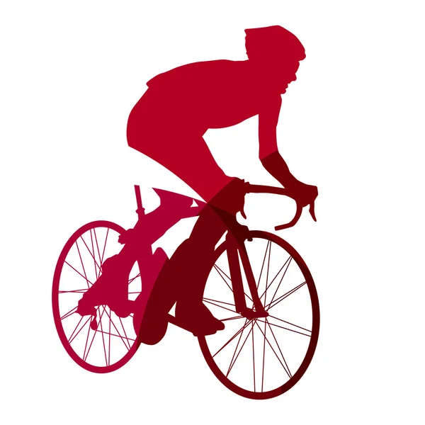 Silueta geométrica de ciclista rojo abstracto — Vector de stock