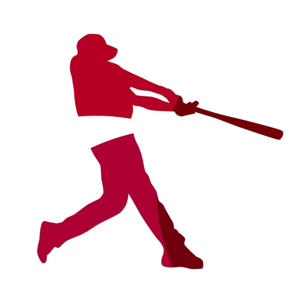 Astratto giocatore di baseball rosso silhouette geometrica — Vettoriale Stock