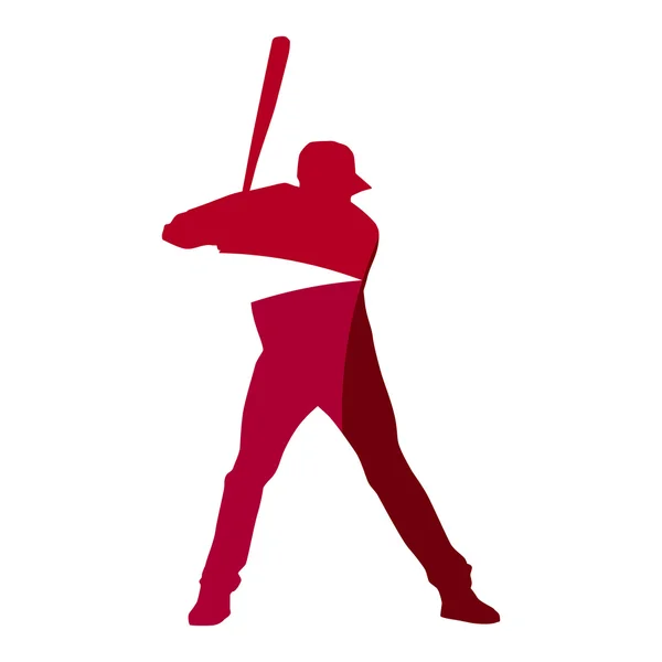 Abstract red baseball player geometric silhouette — Stock Vector