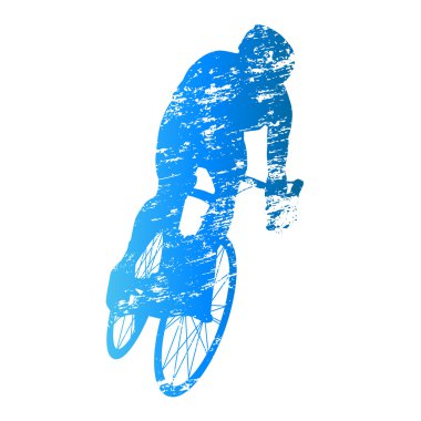 Scratched vector silhouette of road cyclist