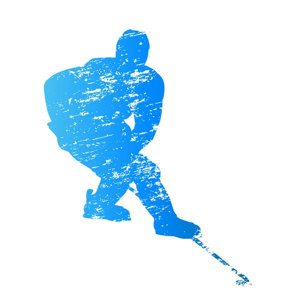 Scratched vector silhouette ice hockey player — Stock Vector