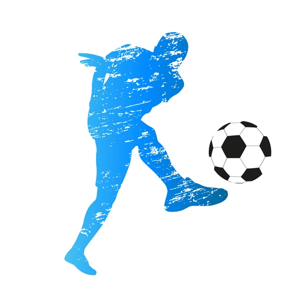 Silhouette vectorielle rayée du jeune footballeur — Image vectorielle