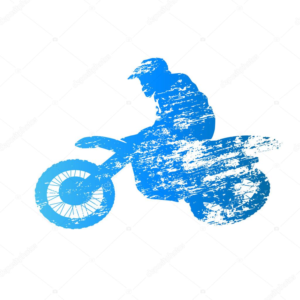 Scratched vector silhouette jumping motocross rider