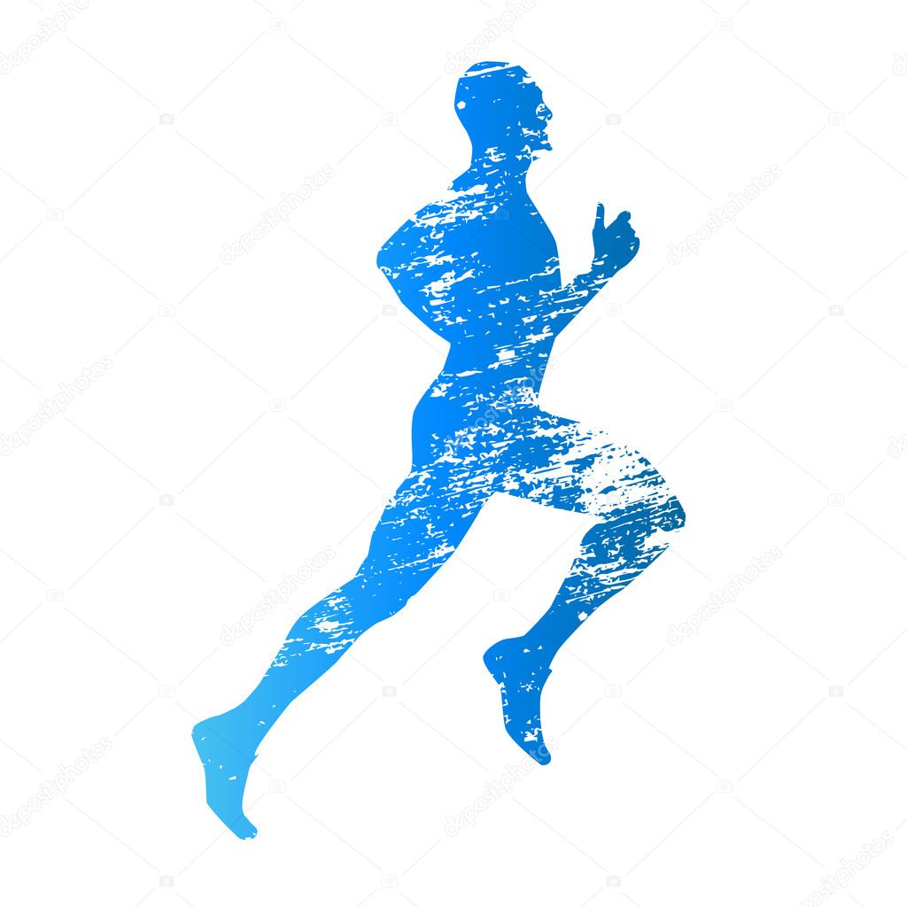 Scratched vector silhouette of running man