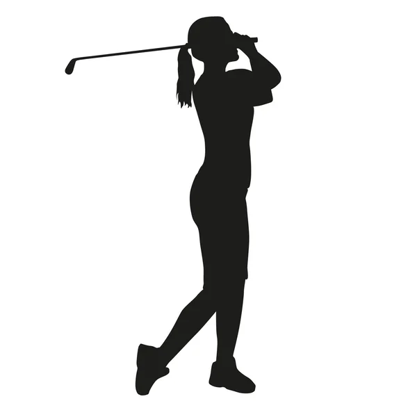 Woman golfer silhouette — Stock Vector