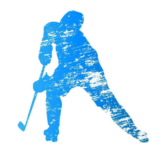 Resumen grungy vector jugador de hockey sobre hielo — Vector de stock