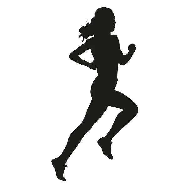 Vector silhouette of a young woman running — Stock Vector