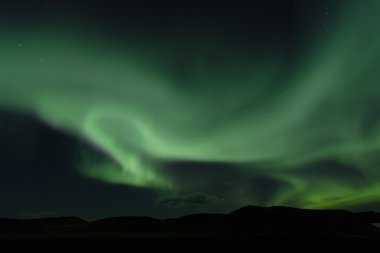 Aurora borealis. İzlanda Myvatn Kuzey ışıkları