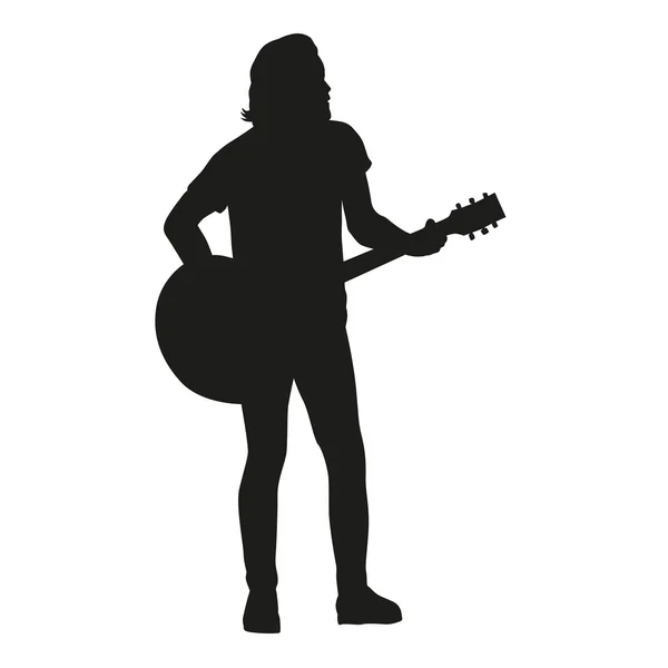 Guitar player, vector silhouette. — Stock Vector