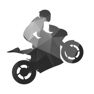 Motorcycle racer. Celebration, winner. Abstract geometric silhou clipart