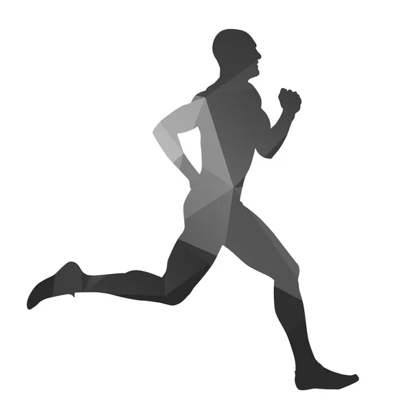 Un uomo in corsa. Silhouette geometrica vettoriale — Vettoriale Stock
