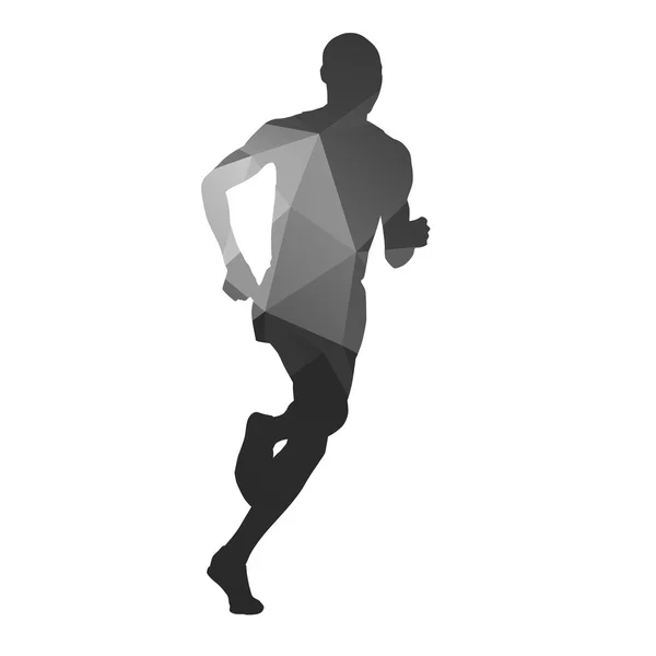 Running man. Vector geometrical silhouette — Stock Vector