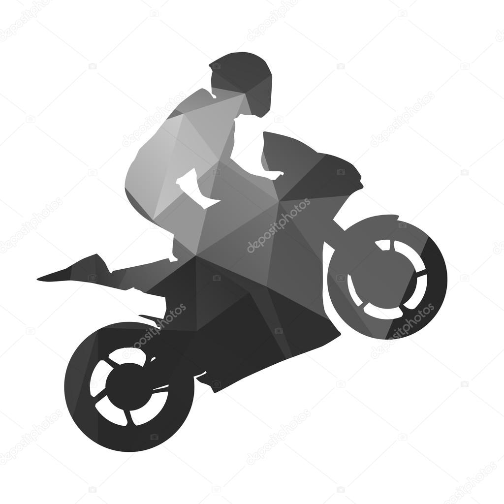 Motorcycle racer. Celebration, winner. Abstract geometric silhou Stock  Vector by ©msanca 90984072