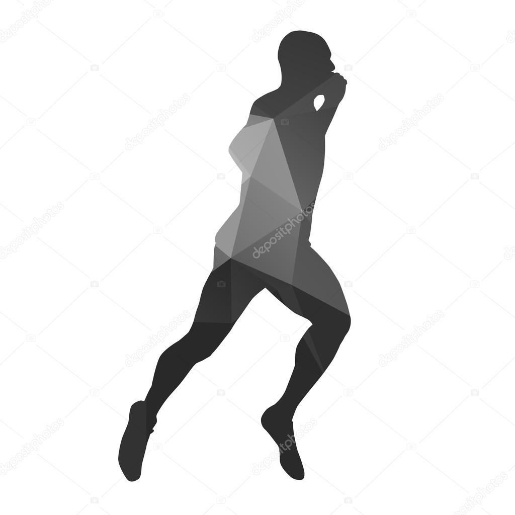 Running man. Vector geometrical silhouette