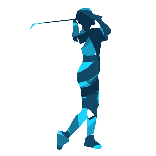ゴルフ女性シルエット。抽象的なゴルファー — ストックベクタ
