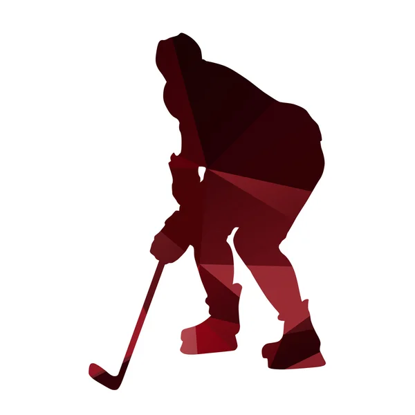 Giocatore di hockey, silhouette vettoriale rossa — Vettoriale Stock