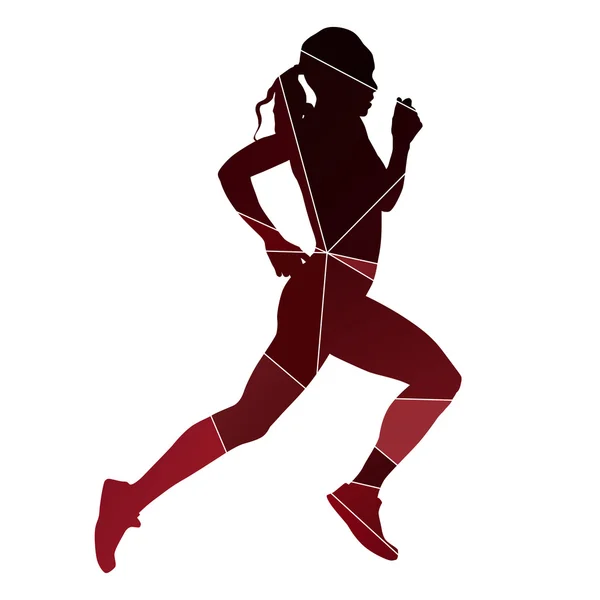 Running girl. Abstract silhouette — Stock Vector