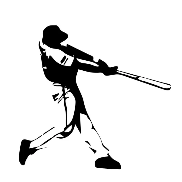 Jugador de béisbol bate oscilante. — Vector de stock