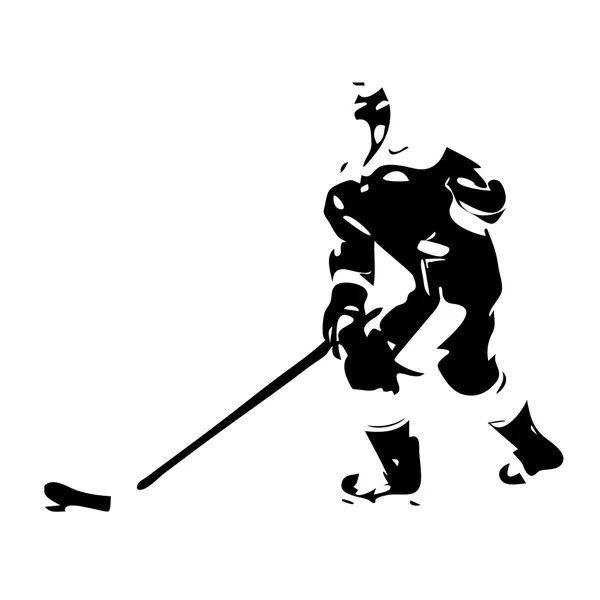 Jugador de hockey sobre hielo. Silueta vectorial — Vector de stock