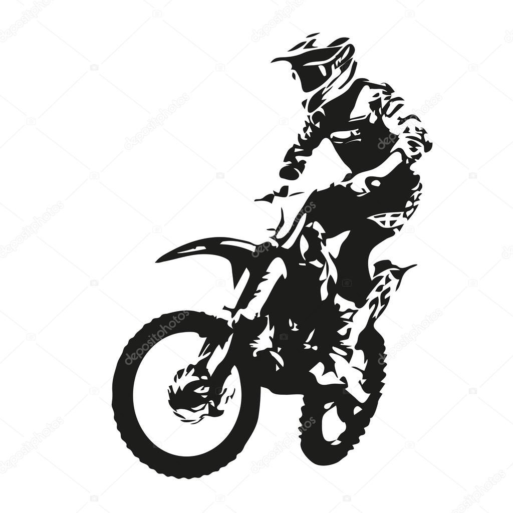 Motocross Rider Executando Um Salto Alto. Estilo Dos Desenhos Animados.  Ilustração Vetorial Conceitual Sobre O Esporte Do Motocross. Ilustraciones  svg, vectoriales, clip art vectorizado libre de derechos. Image 77835190