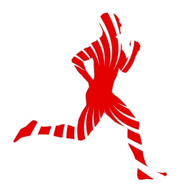 Runner siluet. Soyut kırmızı çalışan logosu