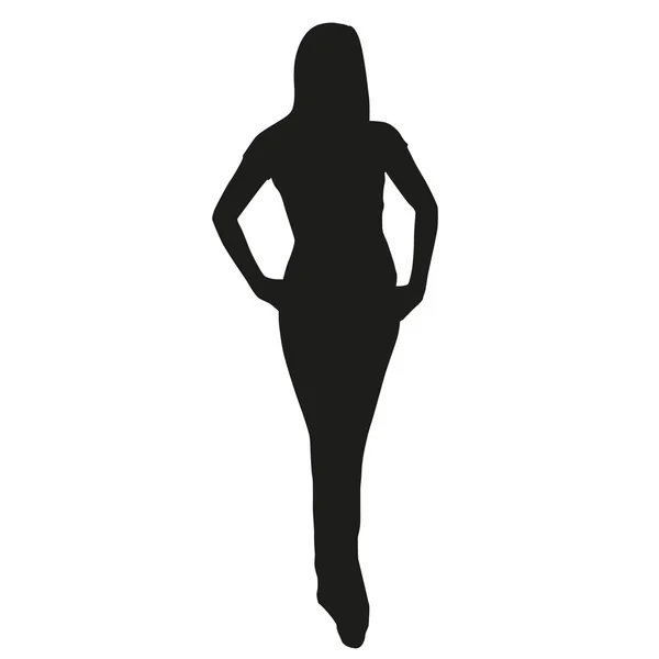 Silhouette femme mince. Akimbo — Image vectorielle