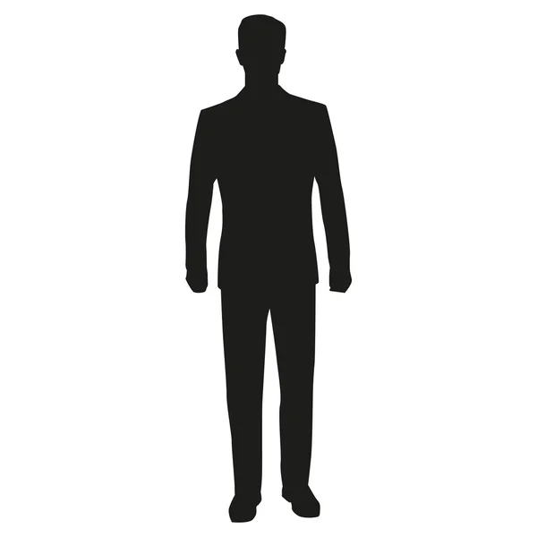 Business man standing, vector silhouette — Stock Vector