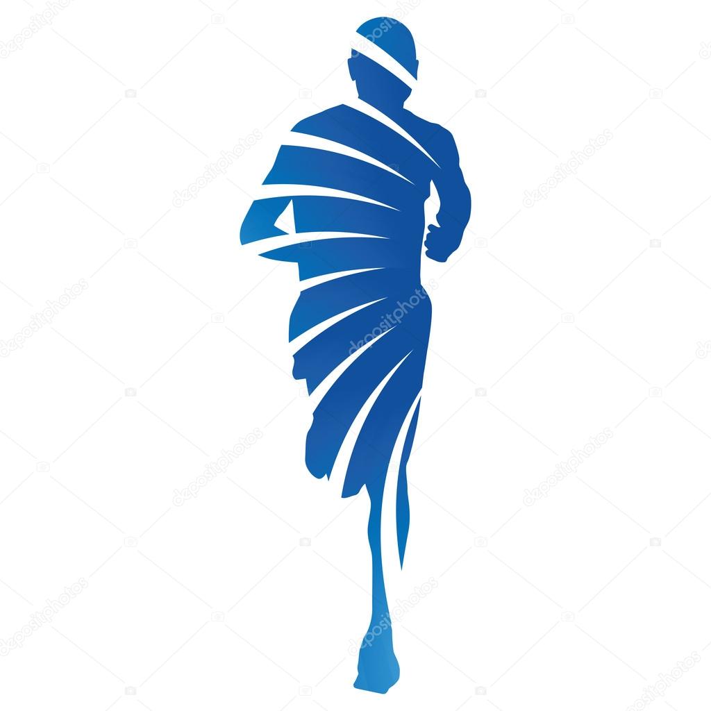 Vector runner, abstract silhouette of running man — Stock Vector