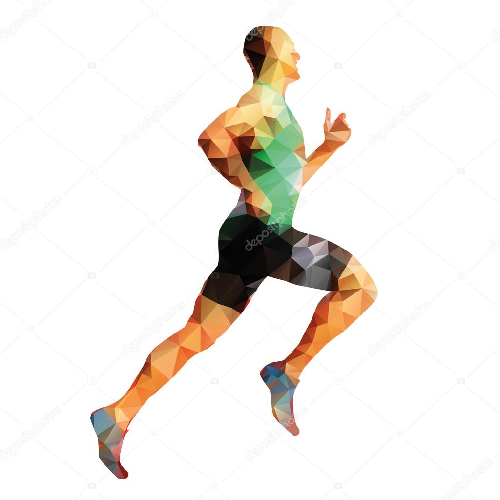 Running man, geometrical vector silhouette