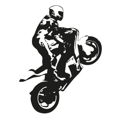 Motosiklet yarış vektör çizim silueti, tekerlek