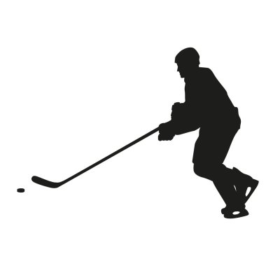 Buz hokeyi oyuncusu vektör siluet, yan görünüm