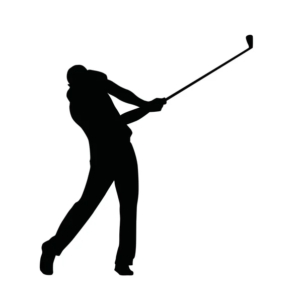 Golf oyuncu siluet, vektör izole golfçü — Stok Vektör