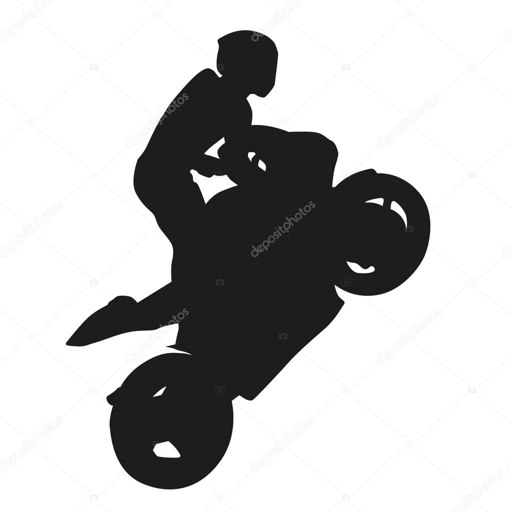 Motocicleta Silueta Vector De Carreras Wheelie Vector Gráfico