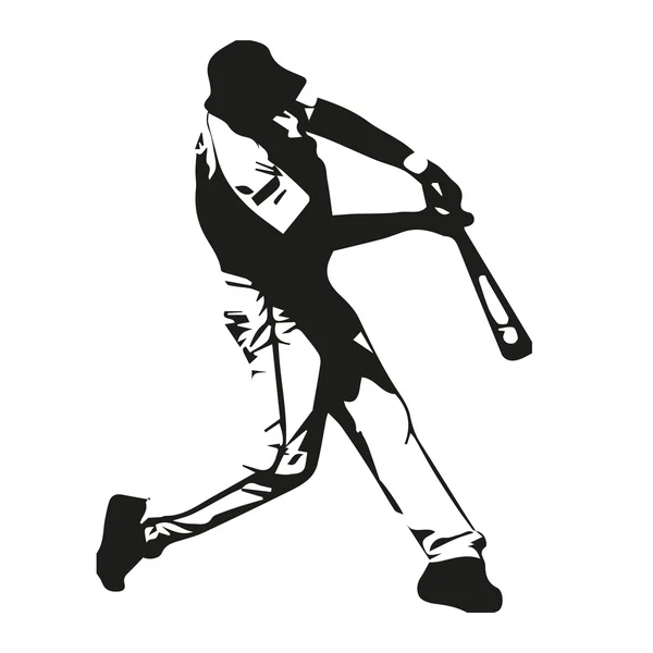 Baseball spelare vektor illustration, smeten gungande bat, träffar b — Stock vektor