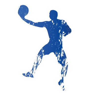 Basketbol oyuncusu, soyut grungy vektör siluet