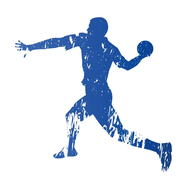 Jugador de balonmano, silueta de vector grungy abstracta — Vector de stock