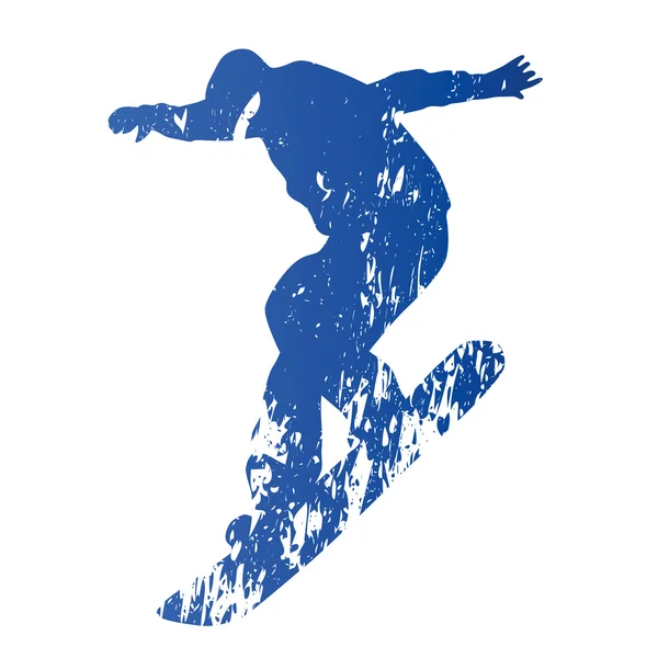 Snowboarder, silhouette vettoriale grungy astratta — Vettoriale Stock