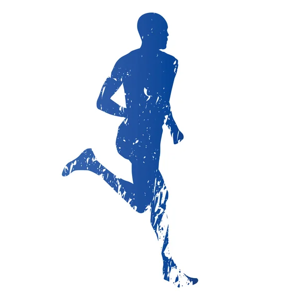 Runner, running man, abstract grungy vector silhouette — Stock Vector