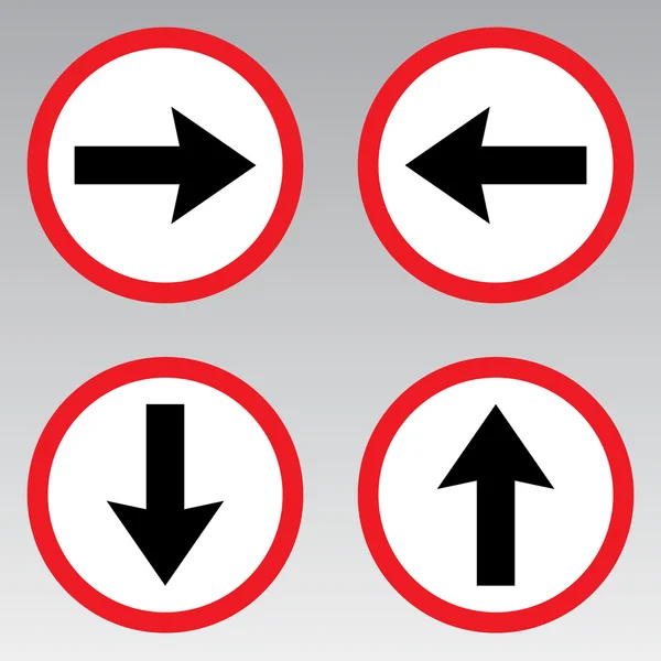 Doğrudan, geri, sol, sağ trafik işaretleri — Stok Vektör