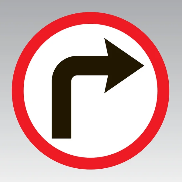 Vire à direita sinal de trânsito — Vetor de Stock