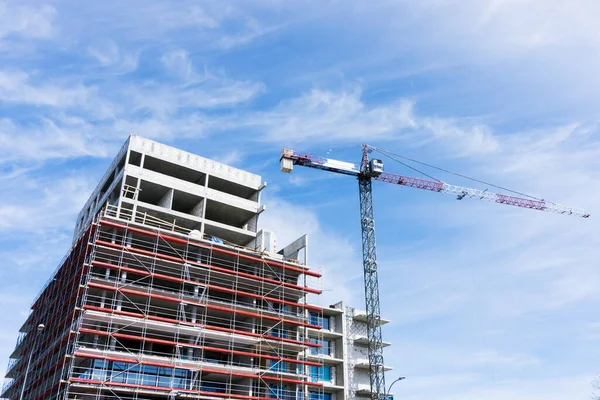 Crane Building Construction Site Blue Sky — Stock Photo, Image