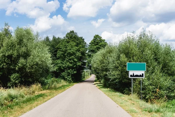 Built up area road sign background. Speed limit road sign. — Stock Image Built Area Road Sign Background Speed Limit Road Sign Stock Photo