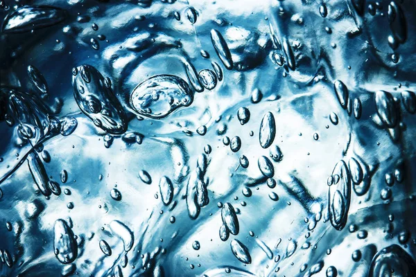 Blå Vatten Gel Bakgrund Abstrakt Runda Bubblor Mönster Fizzy Flytande — Stockfoto