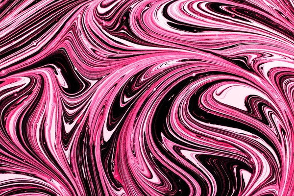 Mistura Pigmento Tinta Rosa Preta Ornamento Mosaico Redemoinho Formas Fundo — Fotografia de Stock