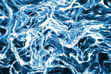 Mavi ve siyah boya karışımı. Süslü mozaik girdap arka plan şekilleri. Dinamik mürekkep akışı arka plan dokusu. Grafik tasarımı için sanatsal arkaplan.