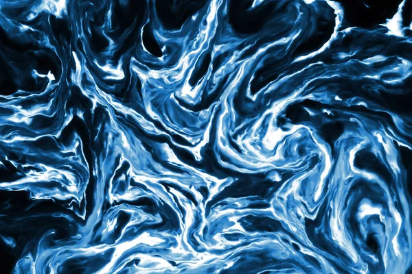 Niebieski Czarny Mieszanka Pigmentu Farby Ozdoba Mozaika Wirują Kształty Tła — Zdjęcie stockowe